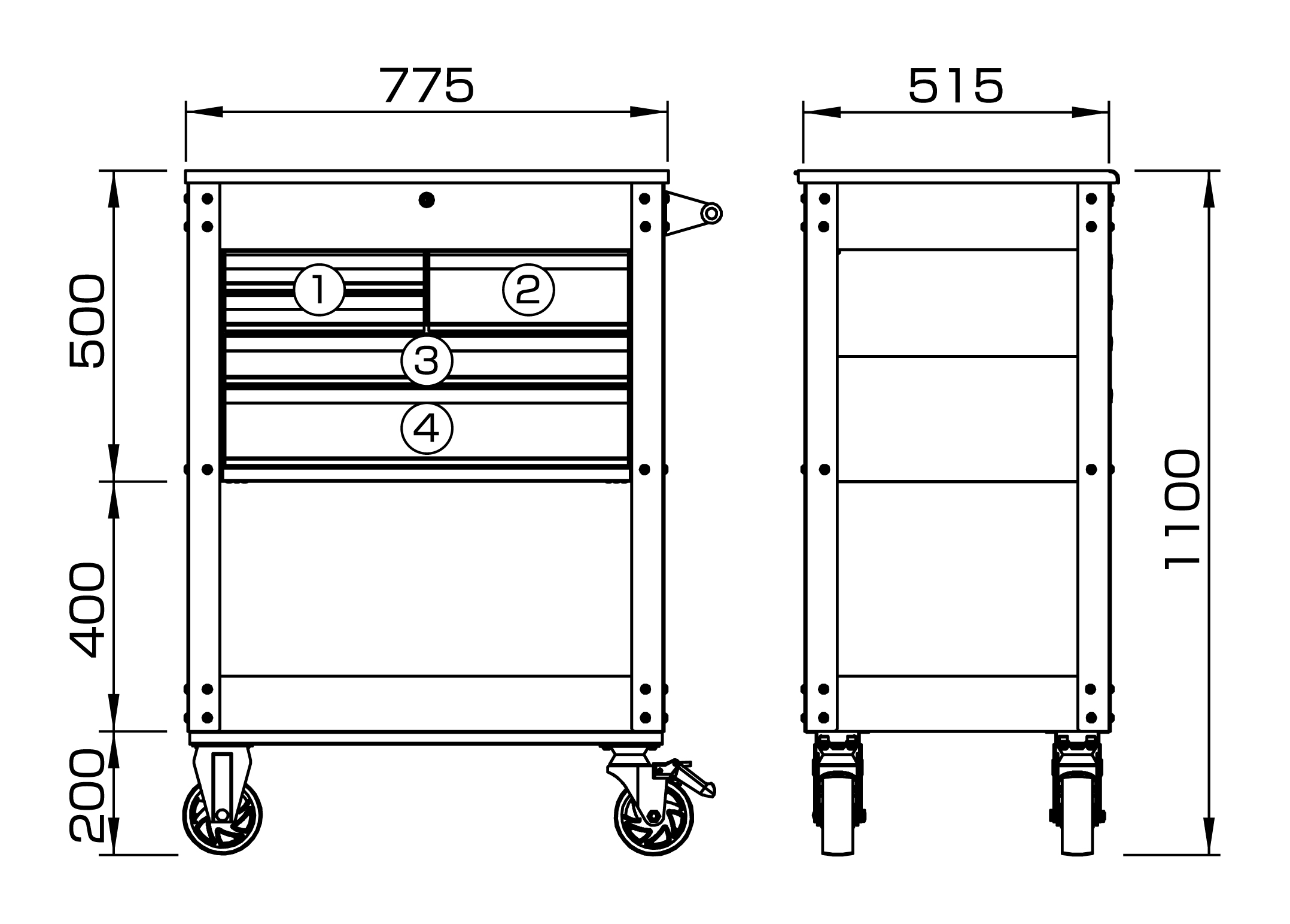 Bản vẽ kĩ thuật tủ dụng cụ TONE TC1951R