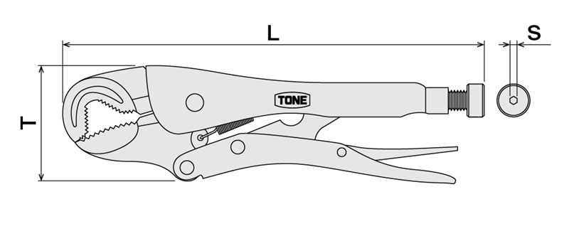 Bản vẽ kích thước của kìm bấm bulong TONE VPN-Series
