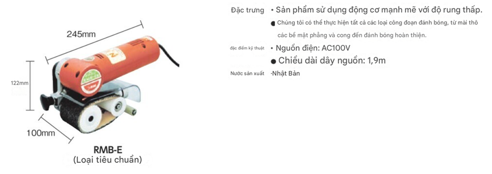 Máy Chà Nhám Đai Mini mine RMB-E 210W thông số